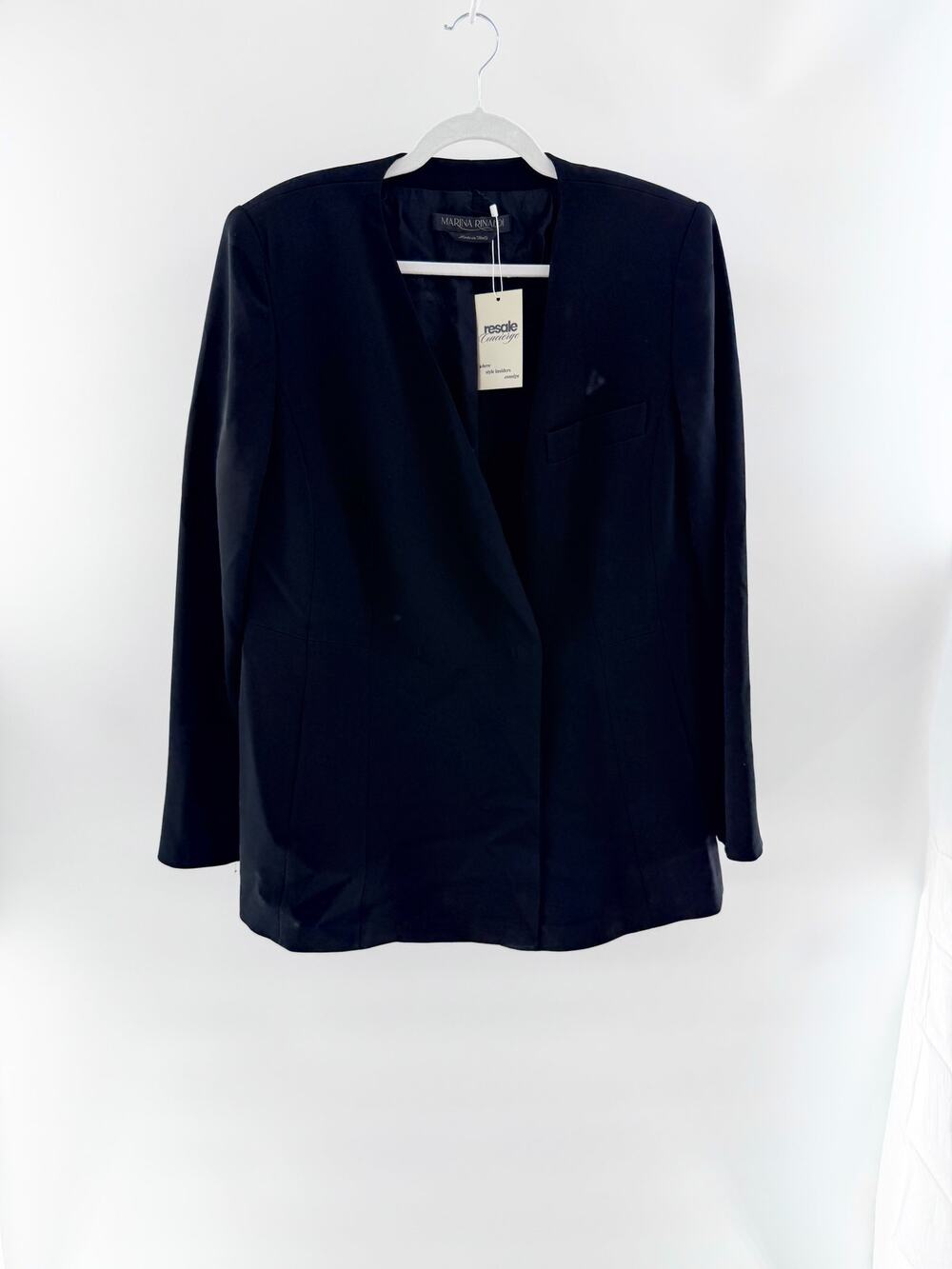 Marina Rinaldi Long Sleeve Blazer without Lapels Black Women's Plus Size US 16